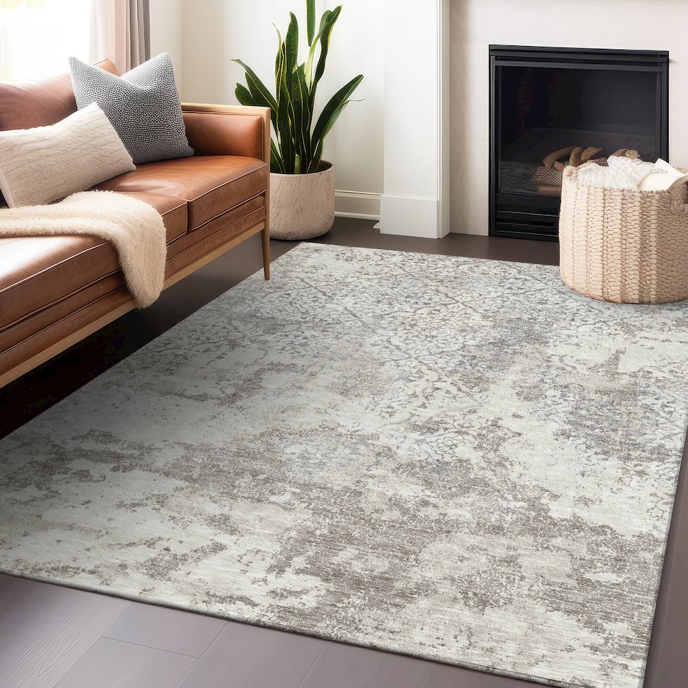 Premium Machine Washable Mayfield AMF769 Ivory 3' x 5' Rug. Picture 6