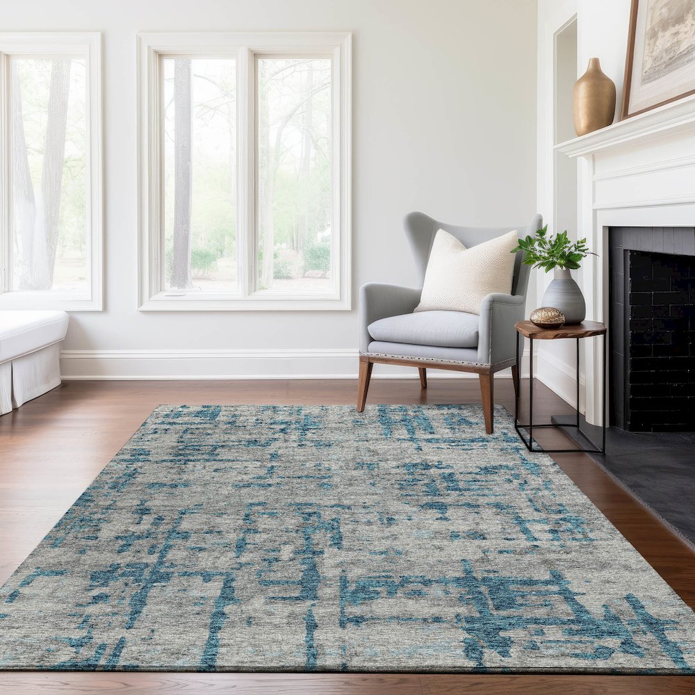 Premium Machine Washable Mayfield  Peacock 3' x 5' Rug. Picture 6