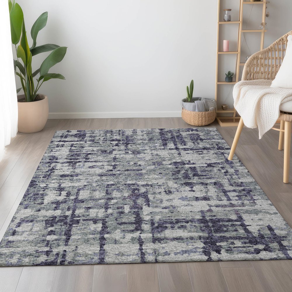 Premium Machine Washable Mayfield  Purple 3' x 5' Rug. Picture 5