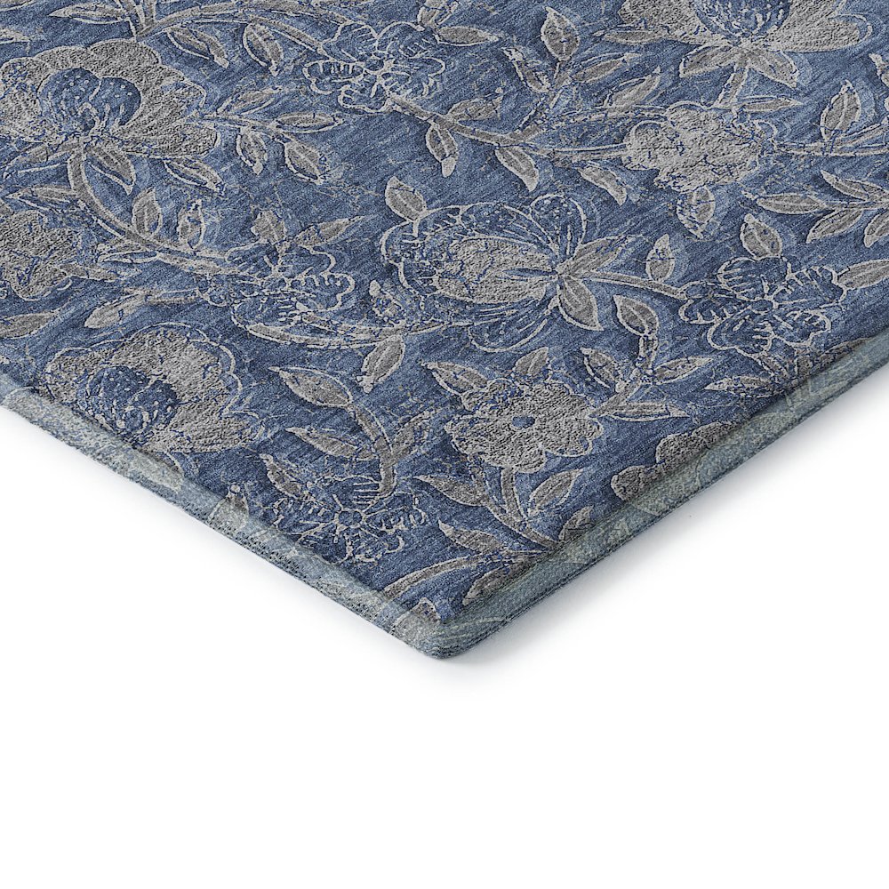 Premium Machine Washable Mayfield AMF771 Denim 2'3" x 7'6" Runner Rug. Picture 3