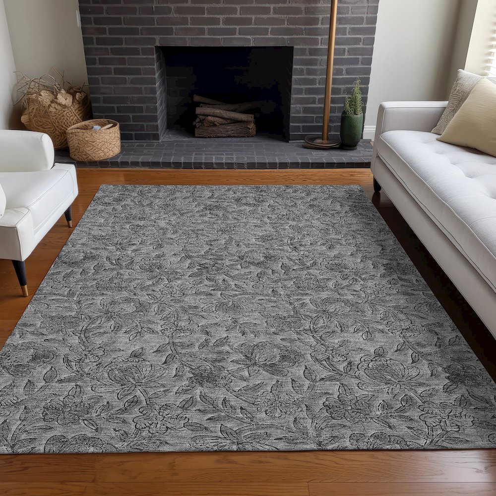 Premium Machine Washable Mayfield AMF771 Gray 3' x 5' Rug. Picture 5