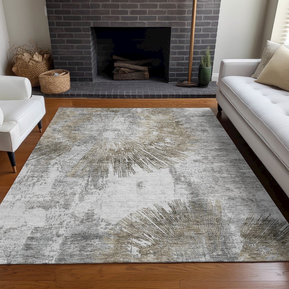 Premium Machine Washable Mayfield AMF773 Taupe 3' x 5' Rug. Picture 5