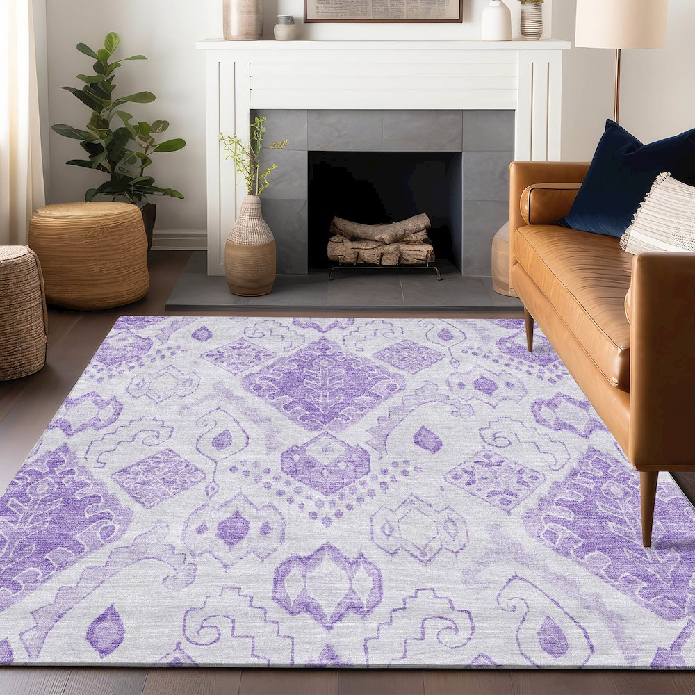 Premium Machine Washable Mayfield AMF776 Purple 3' x 5' Rug. Picture 6