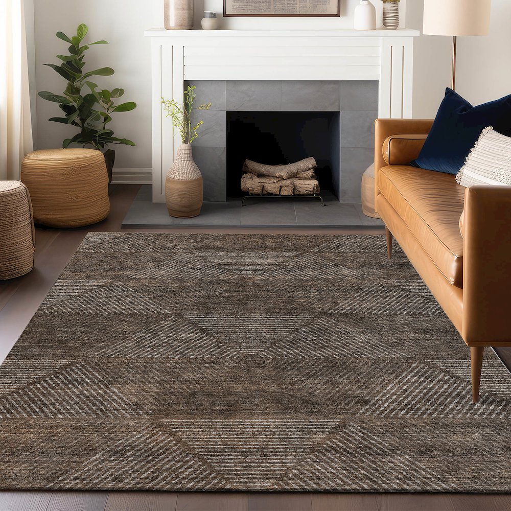 Premium Machine Washable Mayfield AMF777 Brown 3' x 5' Rug. Picture 6