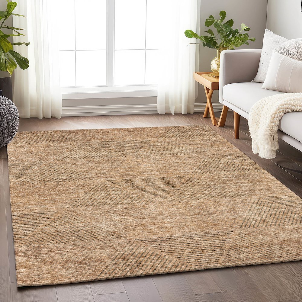 Premium Machine Washable Mayfield AMF777 Copper 3' x 5' Rug. Picture 6