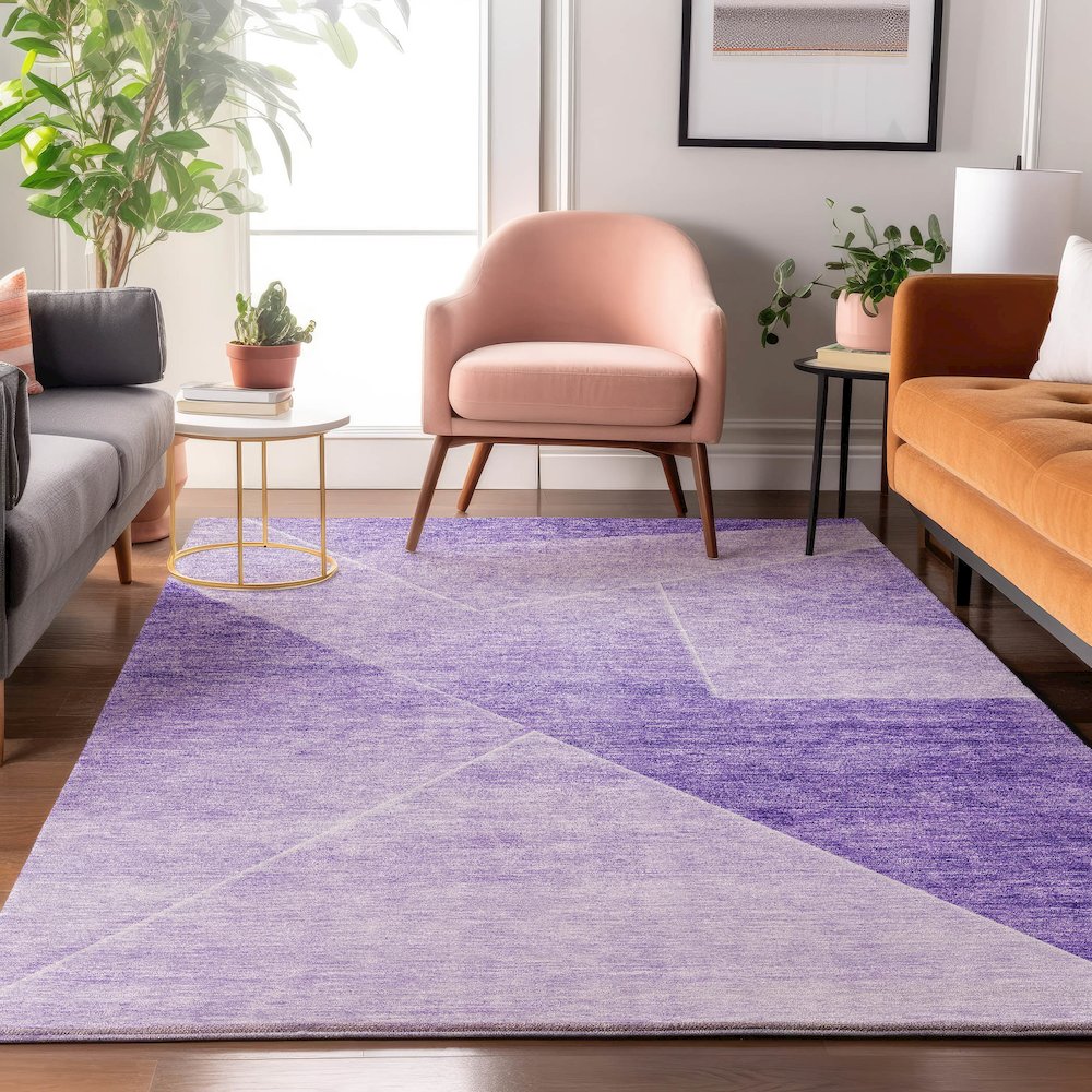 Premium Machine Washable Mayfield AMF779 Purple 3' x 5' Rug. Picture 5