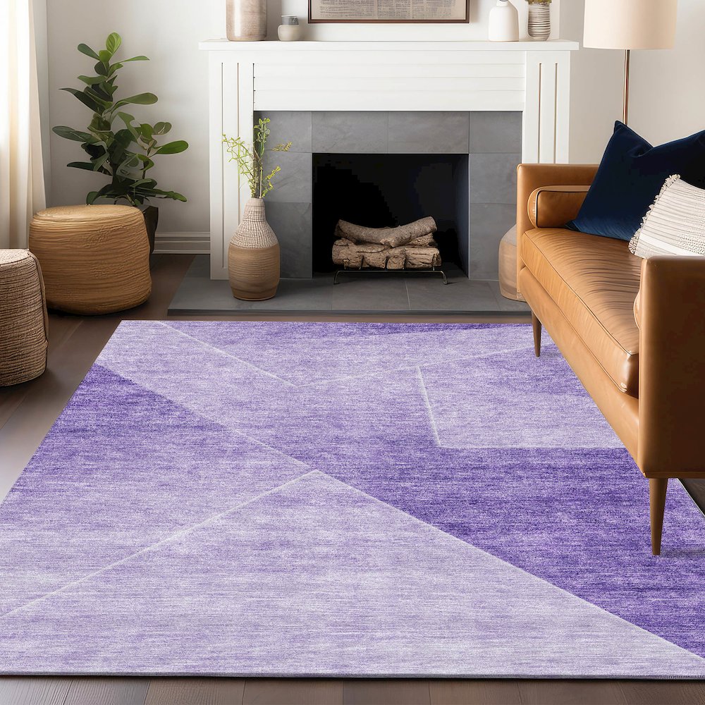 Premium Machine Washable Mayfield AMF779 Purple 3' x 5' Rug. Picture 6