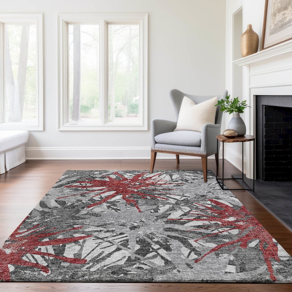 Premium Machine Washable Mayfield  Red 3' x 5' Rug. Picture 6