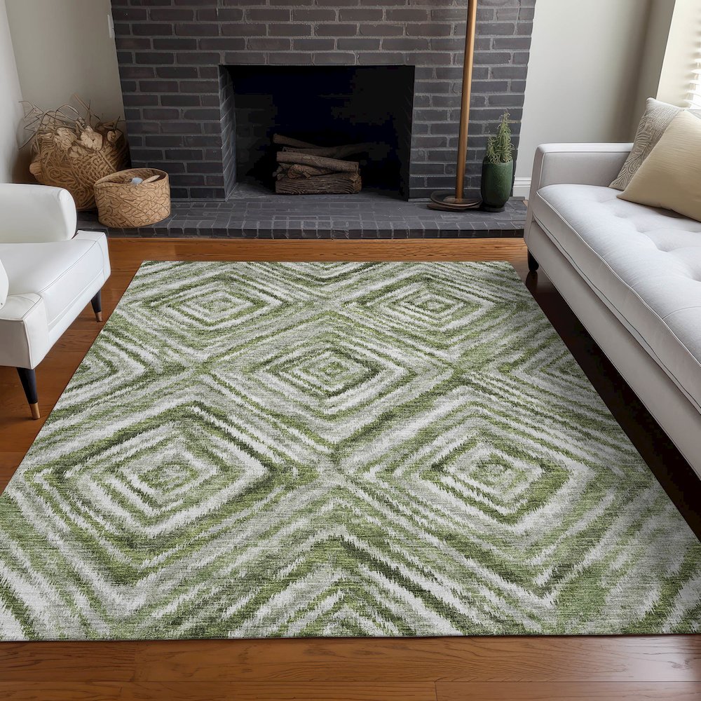 Premium Machine Washable Mayfield AMF781 Aloe 3' x 5' Rug. Picture 5