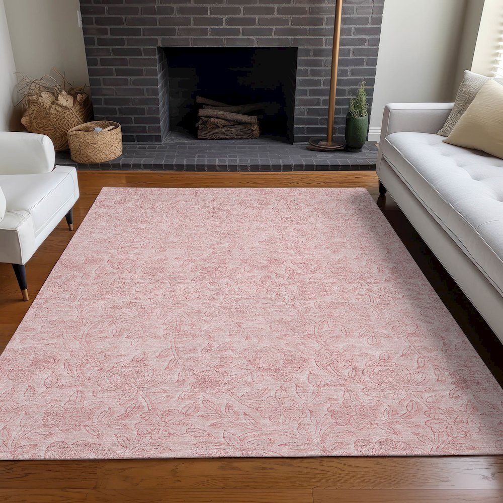 Premium Machine Washable Mayfield AMF782 Pink 3' x 5' Rug. Picture 5