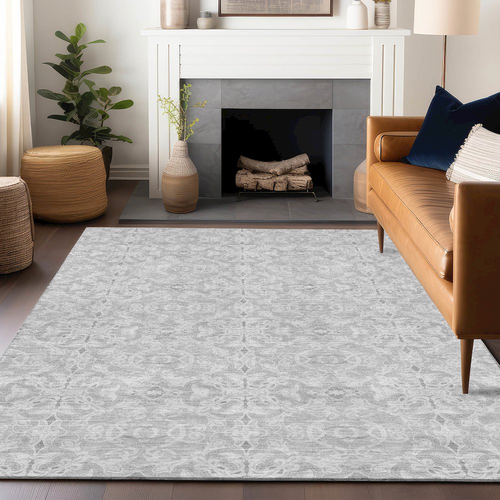 Premium Machine Washable Mayfield AMF784 Silver 3' x 5' Rug. Picture 6