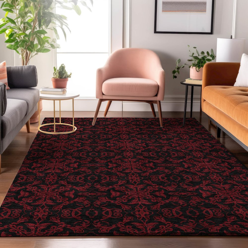 Premium Machine Washable Mayfield AMF785 Red 3' x 5' Rug. Picture 5