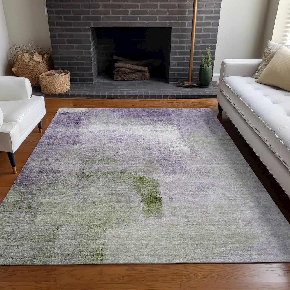 Premium Machine Washable Mayfield AMF787 Purple 3' x 5' Rug. Picture 5
