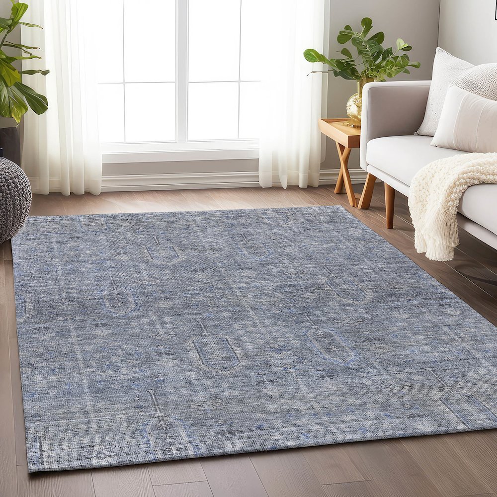 Premium Machine Washable Mayfield AMF790 Blue 3' x 5' Rug. Picture 6