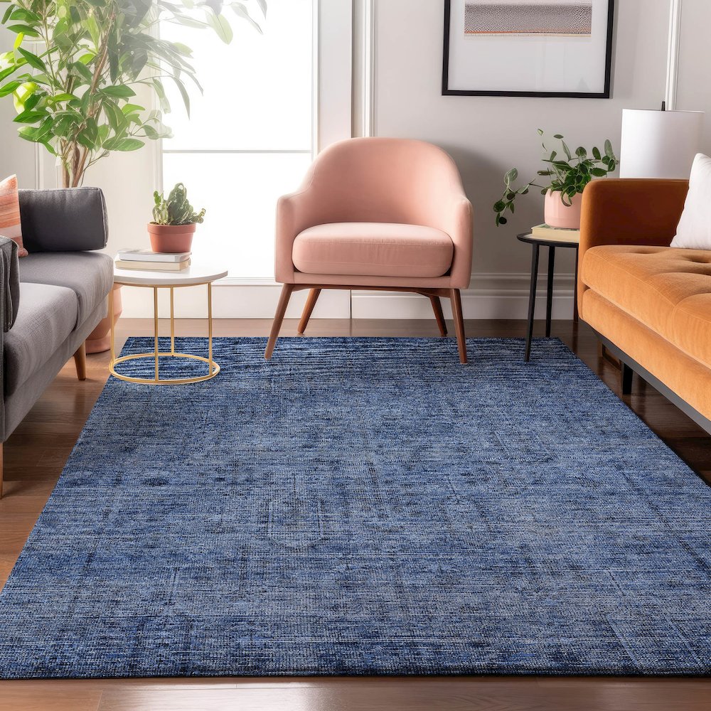 Premium Machine Washable Mayfield AMF790 Navy 3' x 5' Rug. Picture 5