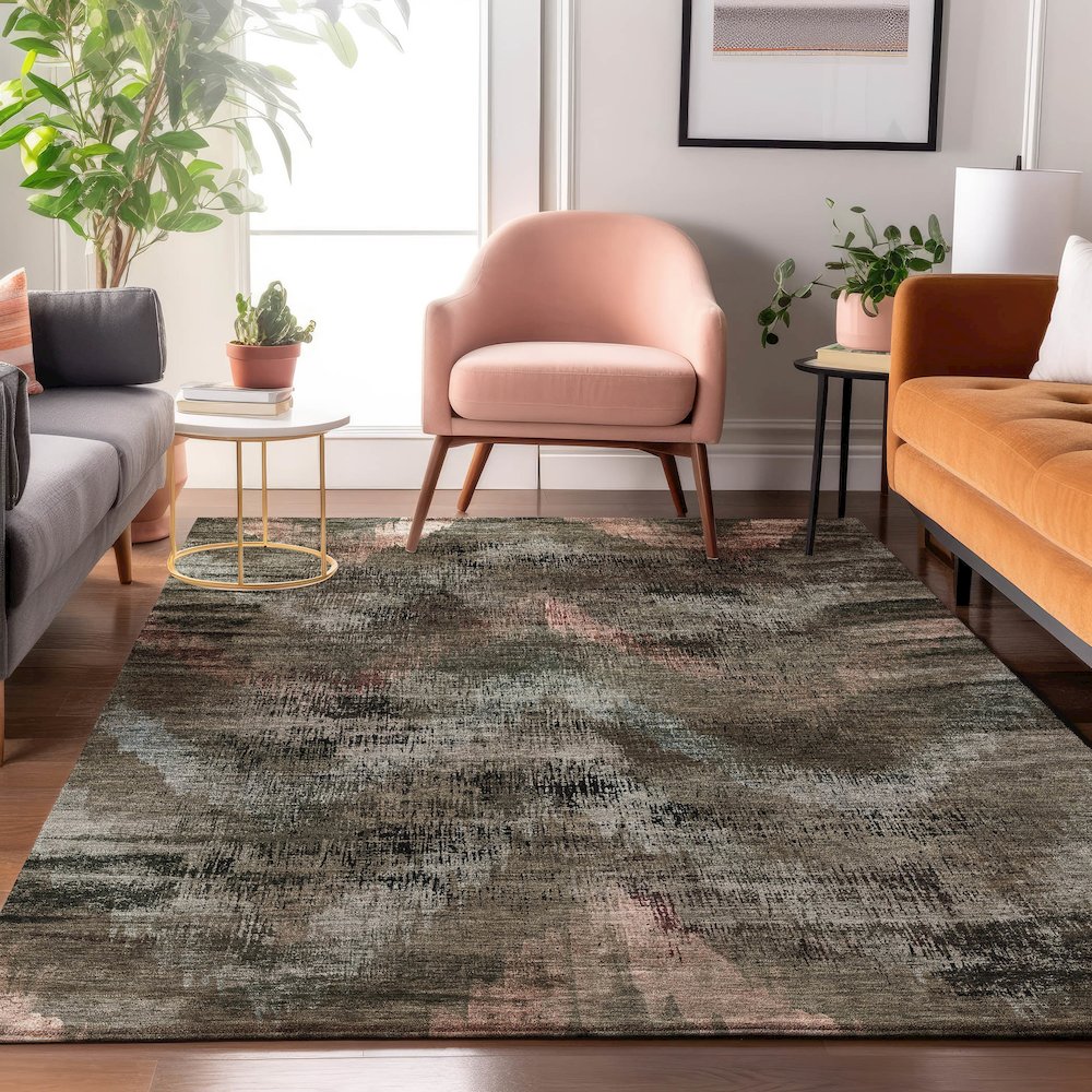 Premium Machine Washable Mayfield AMF792 Brown 3' x 5' Rug. Picture 5