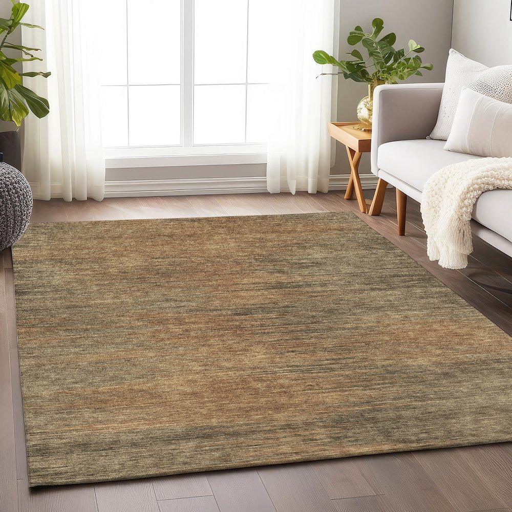 Premium Machine Washable Mayfield AMF794 Terracotta 3' x 5' Rug. Picture 6