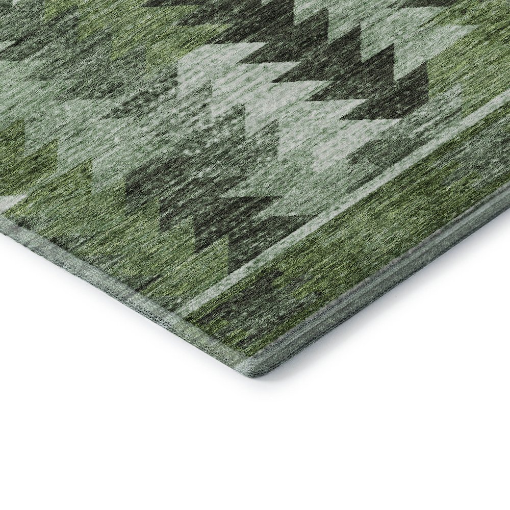 Premium Machine Washable Mayfield AMF798 Olive 2'3" x 7'6" Runner Rug. Picture 3