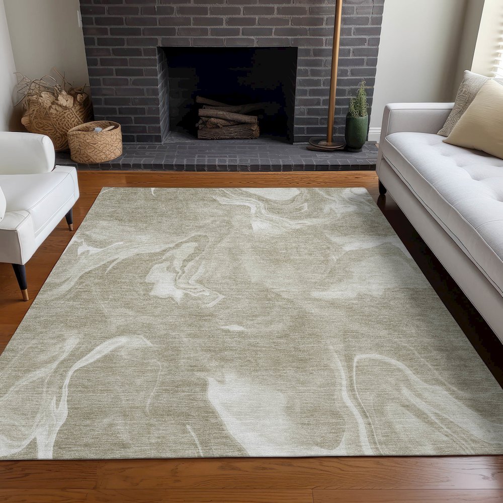 Premium Machine Washable Mayfield AMF802 Taupe 3' x 5' Rug. Picture 5