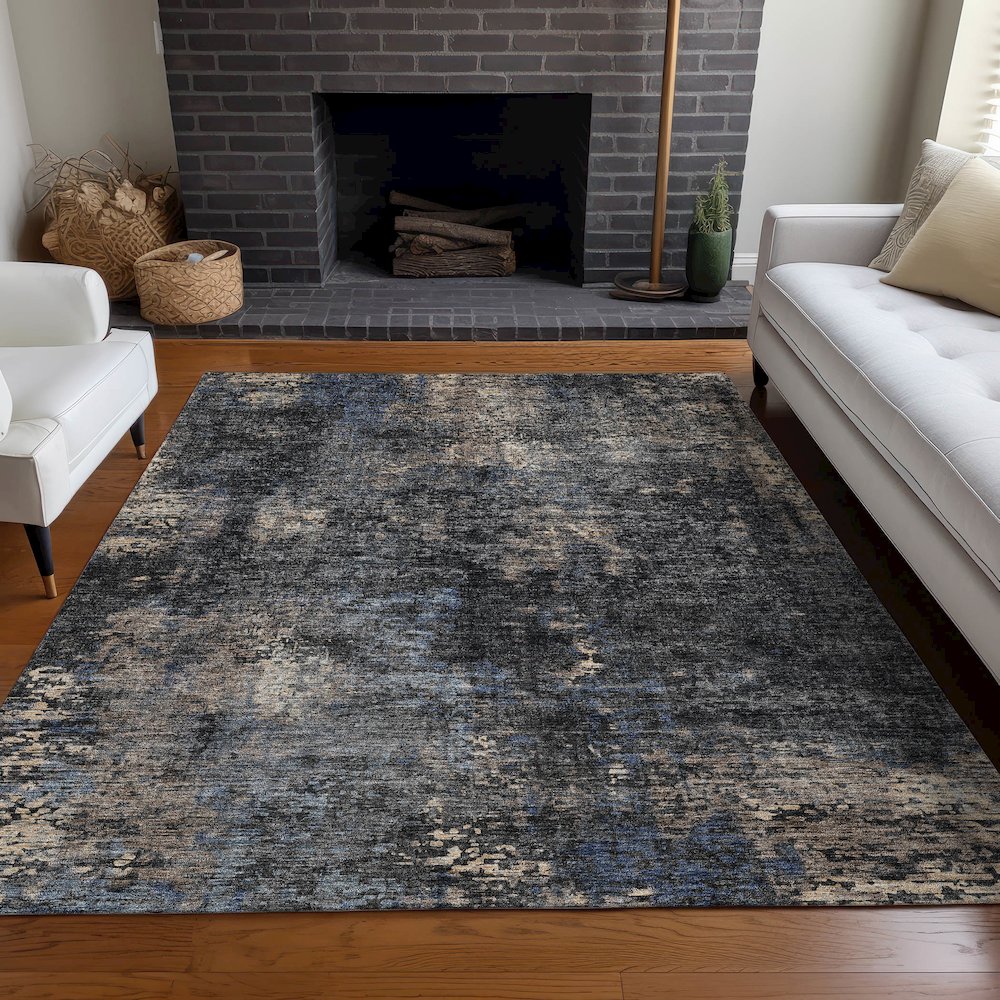 Premium Machine Washable Mayfield AMF815 Charcoal 3' x 5' Rug. Picture 5