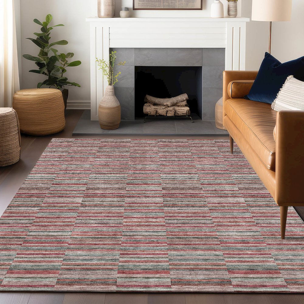 Premium Machine Washable Mayfield AMF816 Red 3' x 5' Rug. Picture 6
