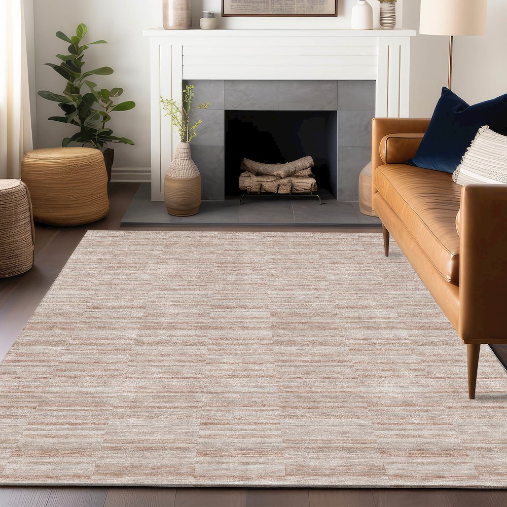 Premium Machine Washable Mayfield AMF817 Salmon 3' x 5' Rug. Picture 6