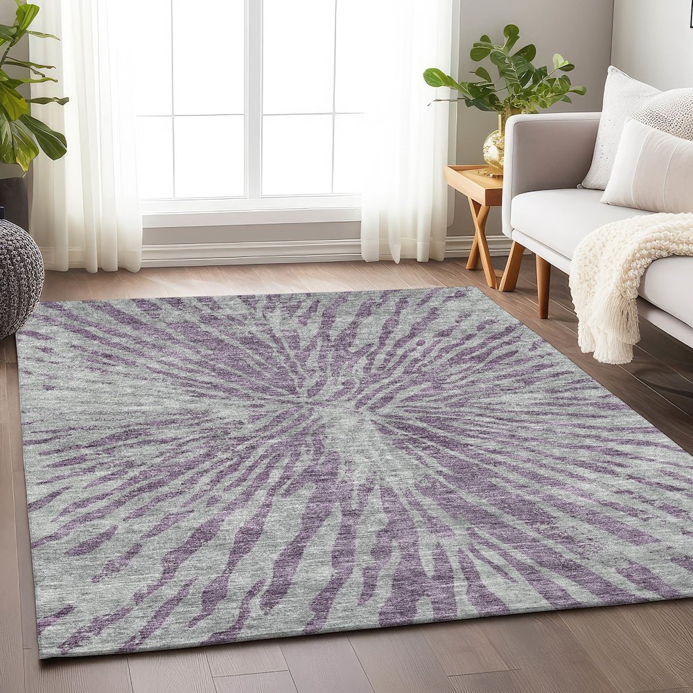 Premium Machine Washable Mayfield AMF818 Purple 3' x 5' Rug. Picture 6