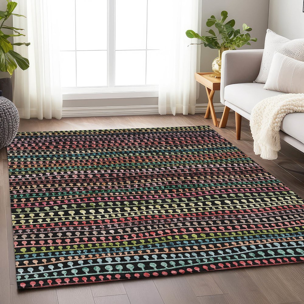 Premium Machine Washable Mayfield AMF823 Black 3' x 5' Rug. Picture 6