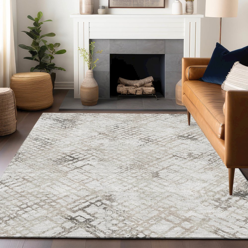 Premium Machine Washable Mayfield AMF824 Taupe 3' x 5' Rug. Picture 6