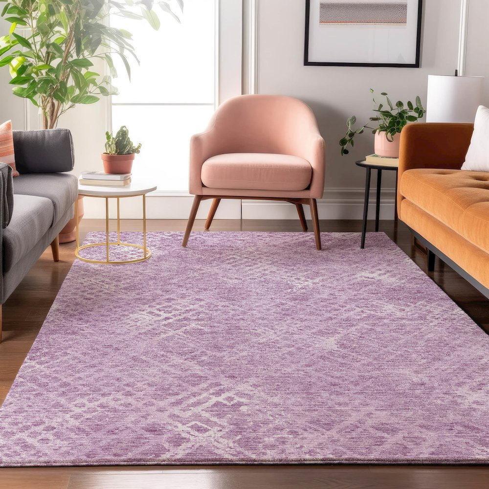 Premium Machine Washable Mayfield AMF825 Lavender 3' x 5' Rug. Picture 5