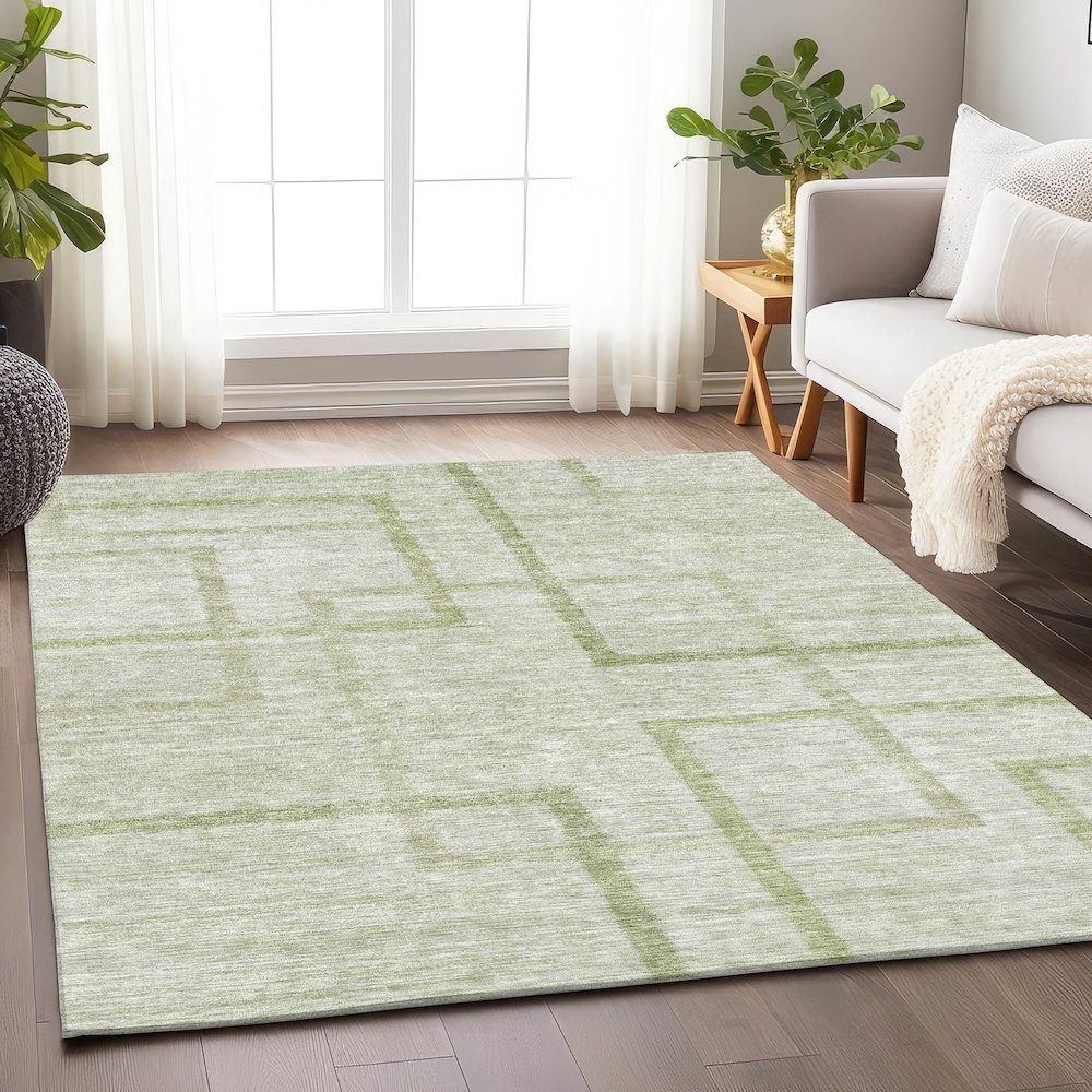 Premium Machine Washable Mayfield AMF827 Aloe 3' x 5' Rug. Picture 6