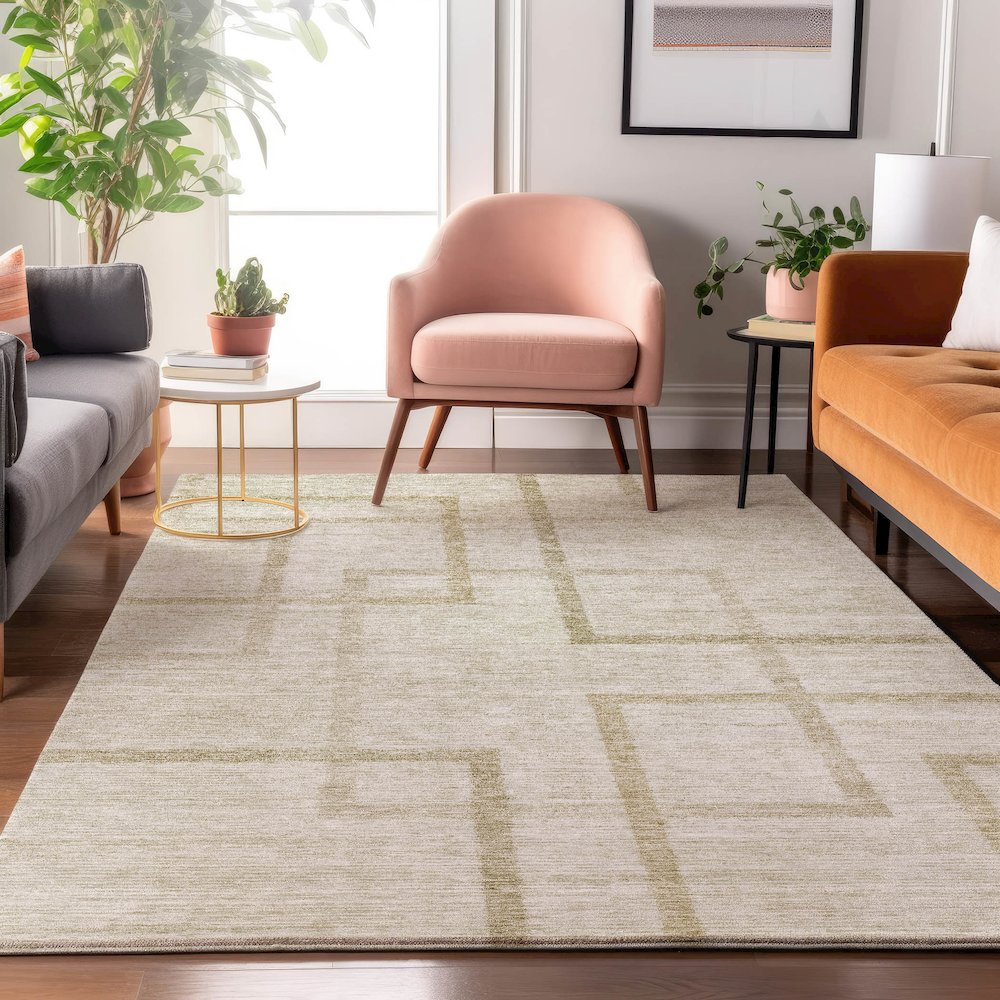 Premium Machine Washable Mayfield AMF827 Beige 3' x 5' Rug. Picture 5
