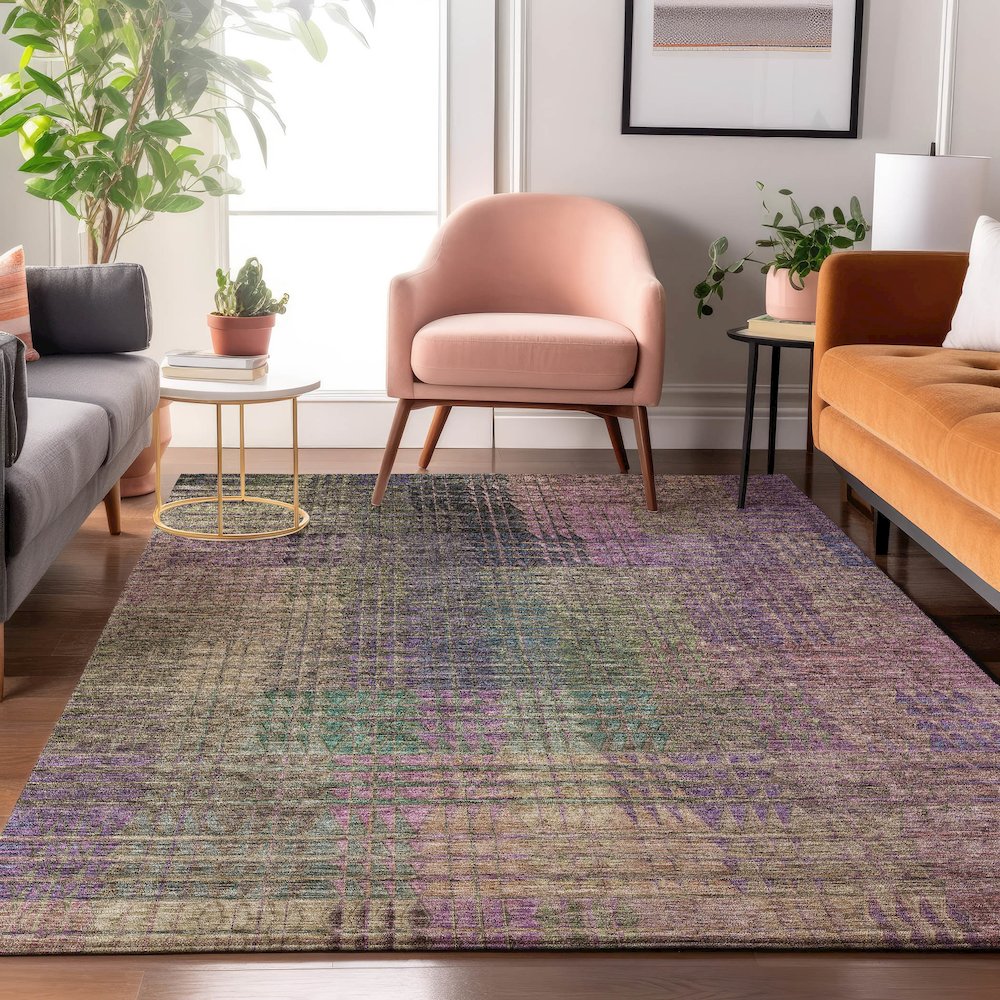 Premium Machine Washable Mayfield AMF828 Plum 3' x 5' Rug. Picture 5