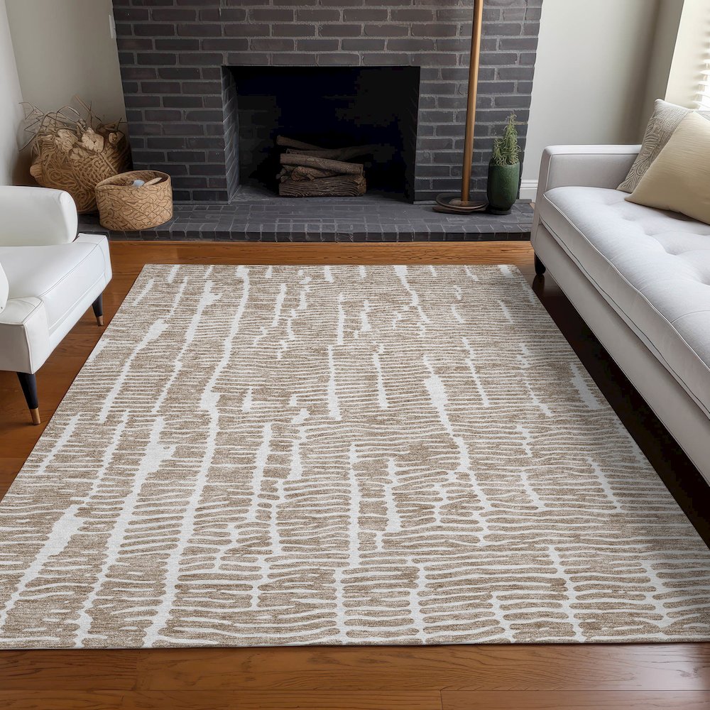 Premium Machine Washable Mayfield AMF830 Brown 3' x 5' Rug. Picture 5