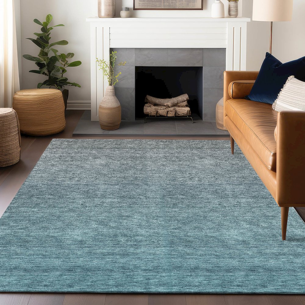 Premium Machine Washable Mayfield AMF833 Teal 3' x 5' Rug. Picture 6