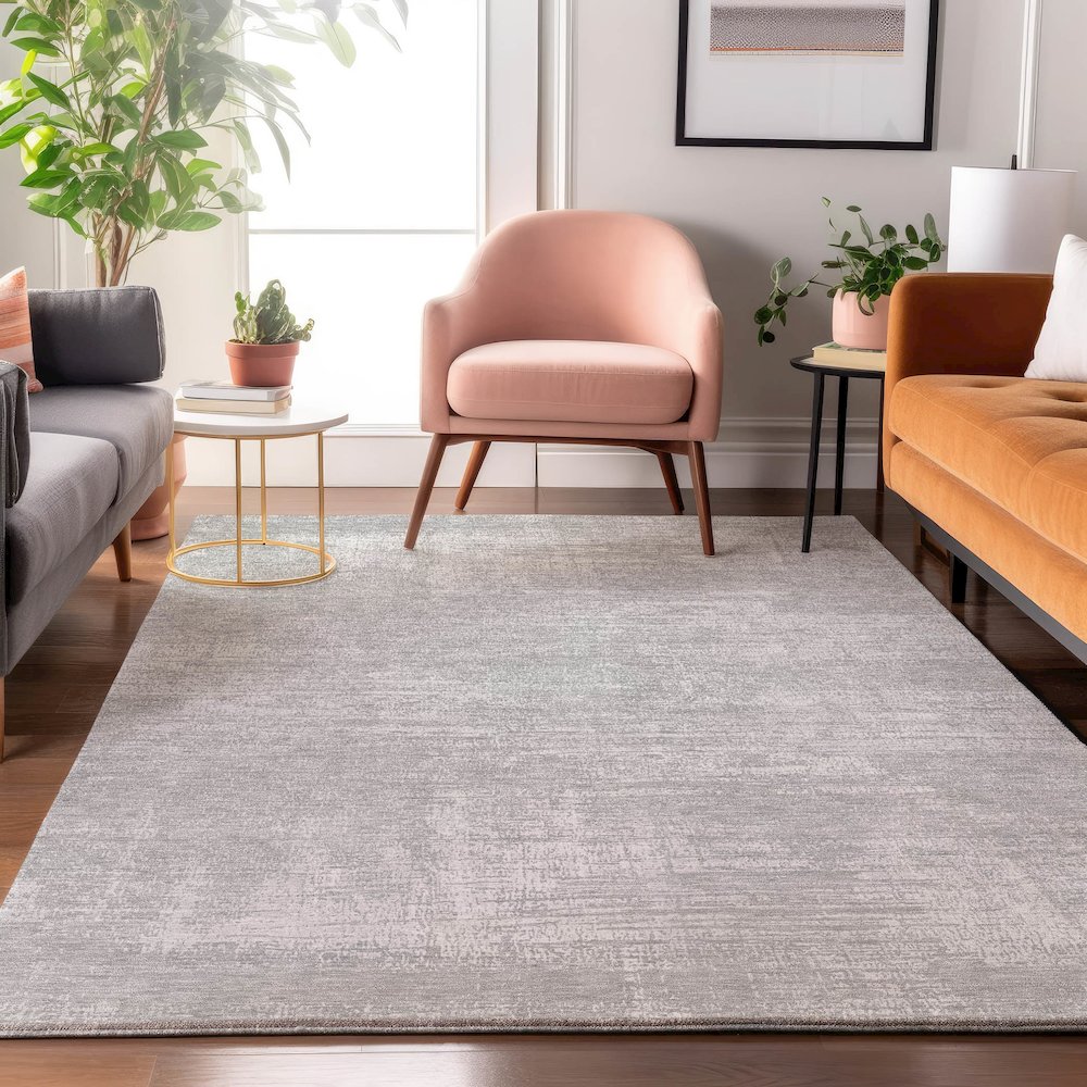 Premium Machine Washable Mayfield AMF839 Silver 3' x 5' Rug. Picture 5