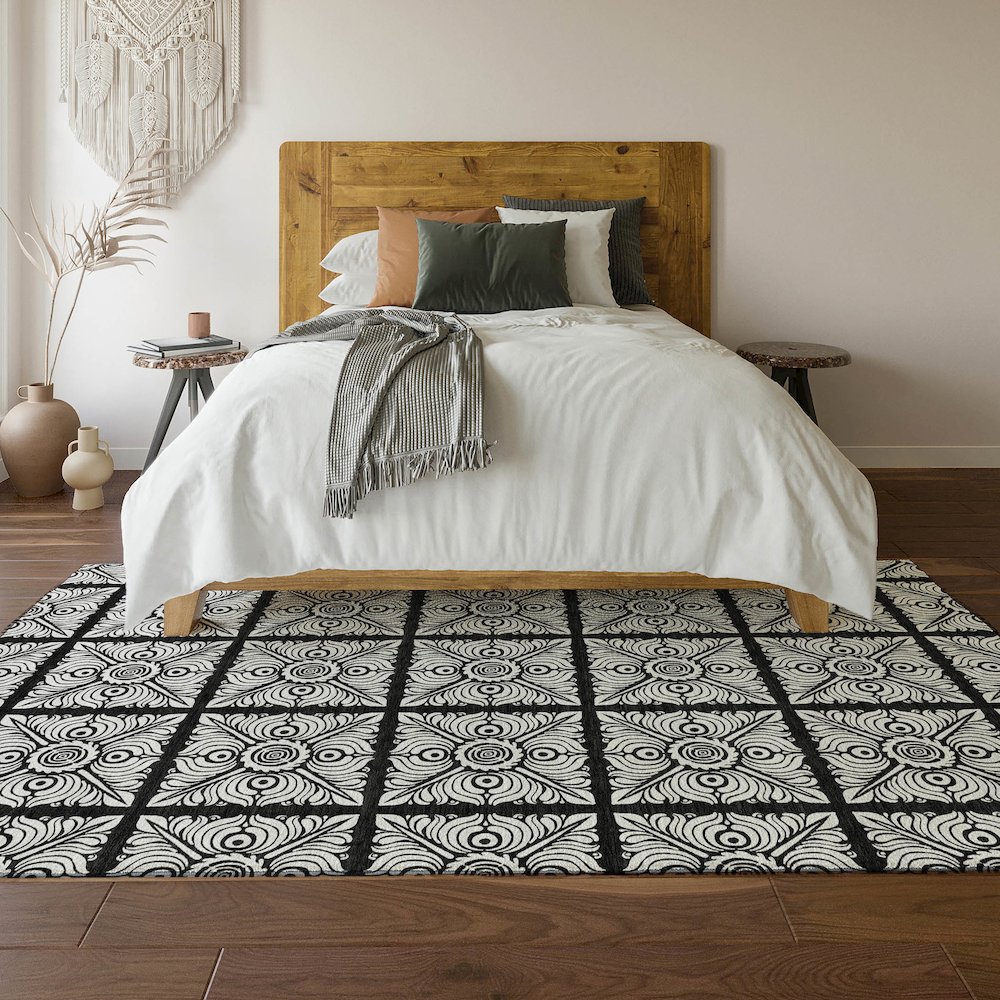 Premium Machine Washable Mayfield AMF854 Black 3' x 5' Rug. Picture 6