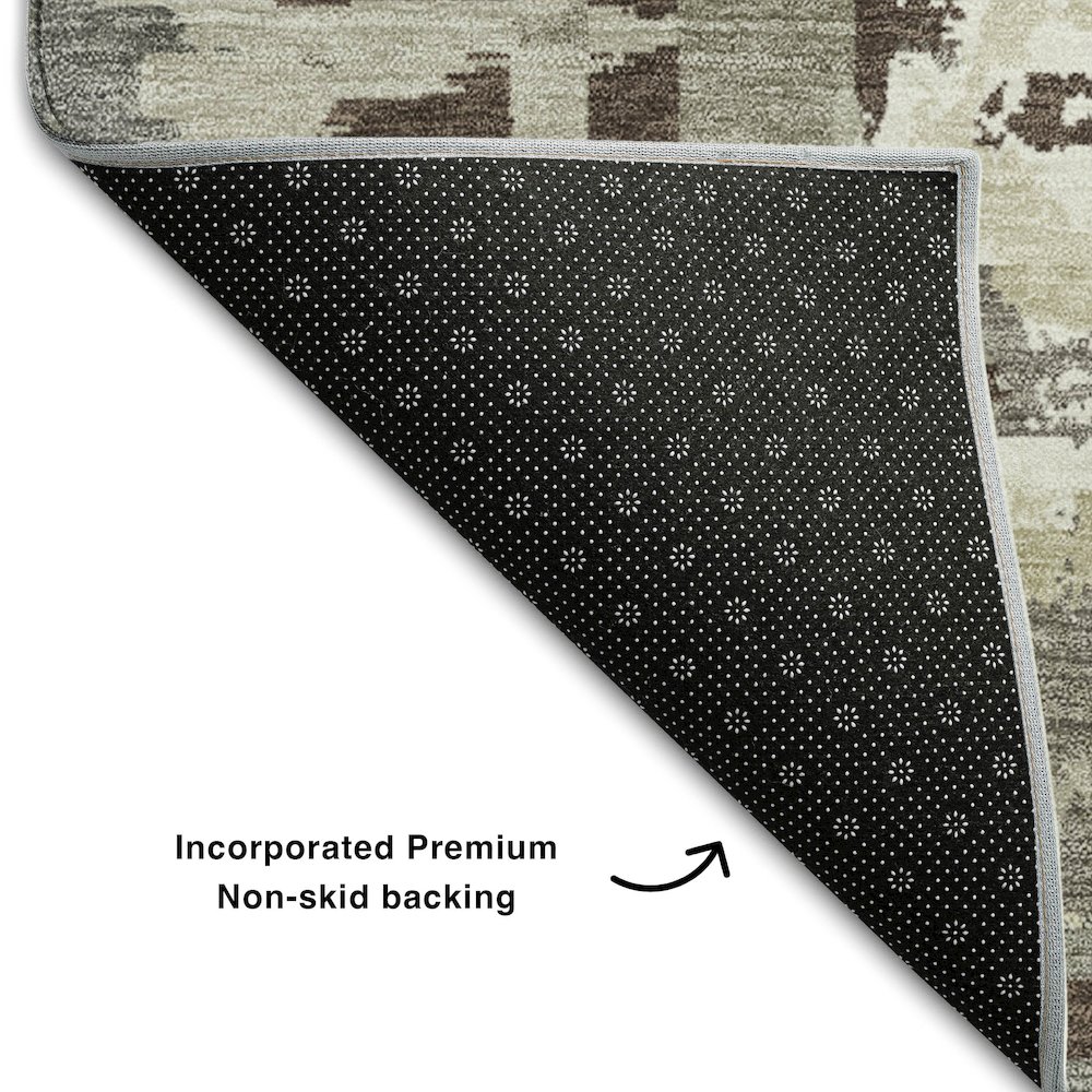 Premium Machine Washable Mayfield AMF855 Tan 2'3" x 7'6" Runner Rug. Picture 2