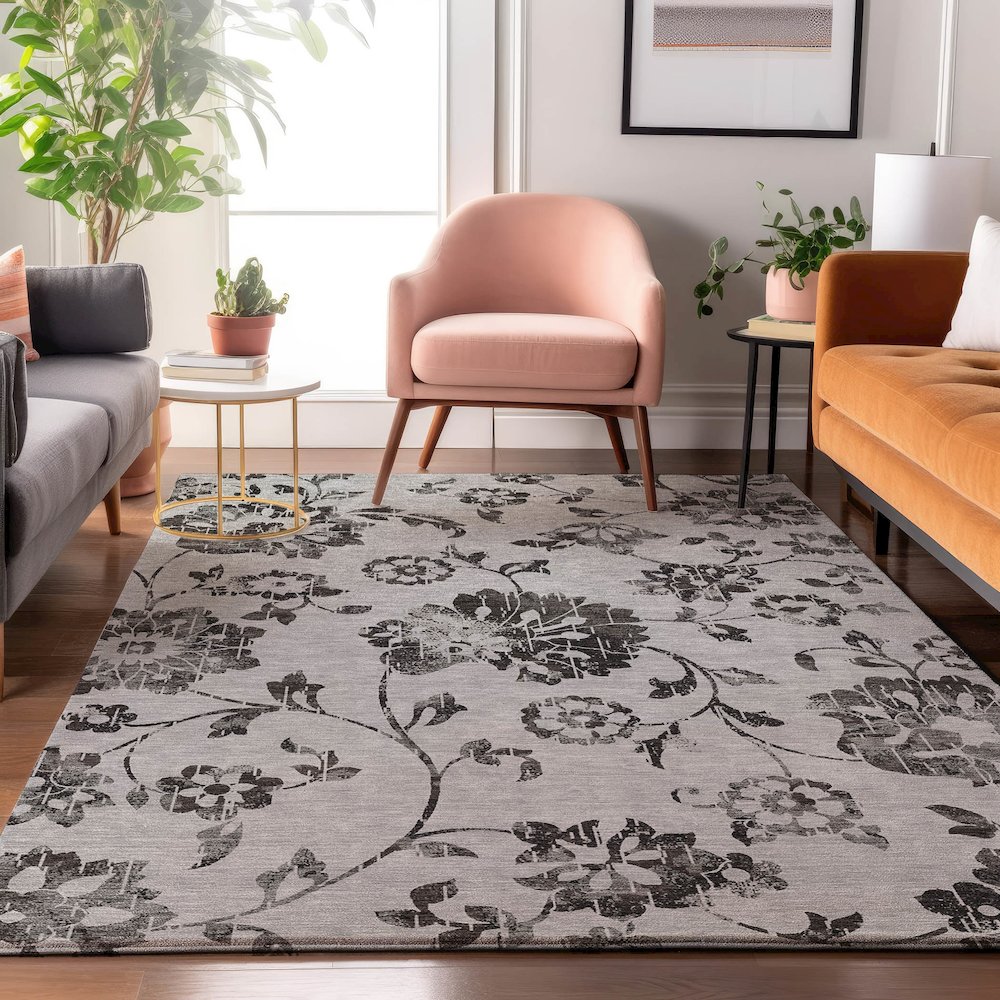 Premium Machine Washable Mayfield AMF856 Gray 3' x 5' Rug. Picture 5