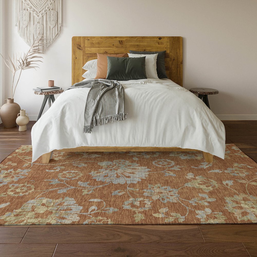 Premium Machine Washable Mayfield AMF856 Paprika 3' x 5' Rug. Picture 6