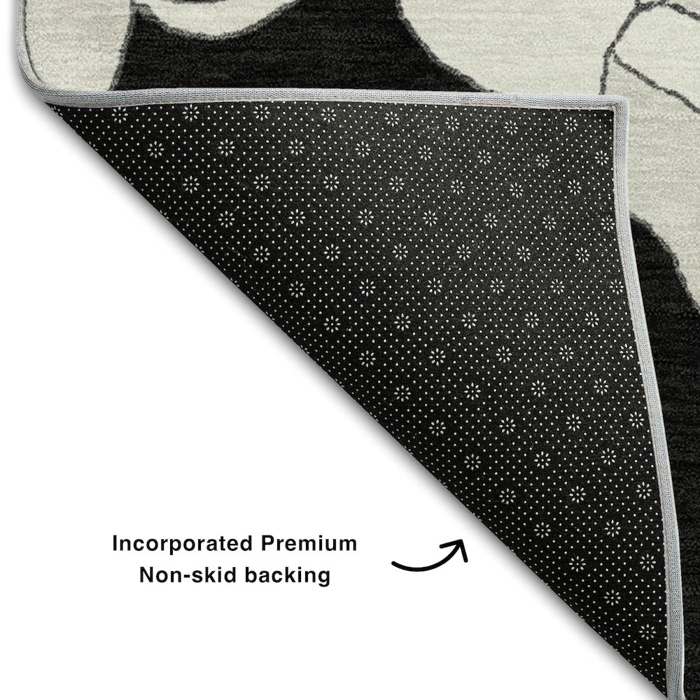 Premium Machine Washable Mayfield AMF857 Black 2'3" x 7'6" Runner Rug. Picture 2