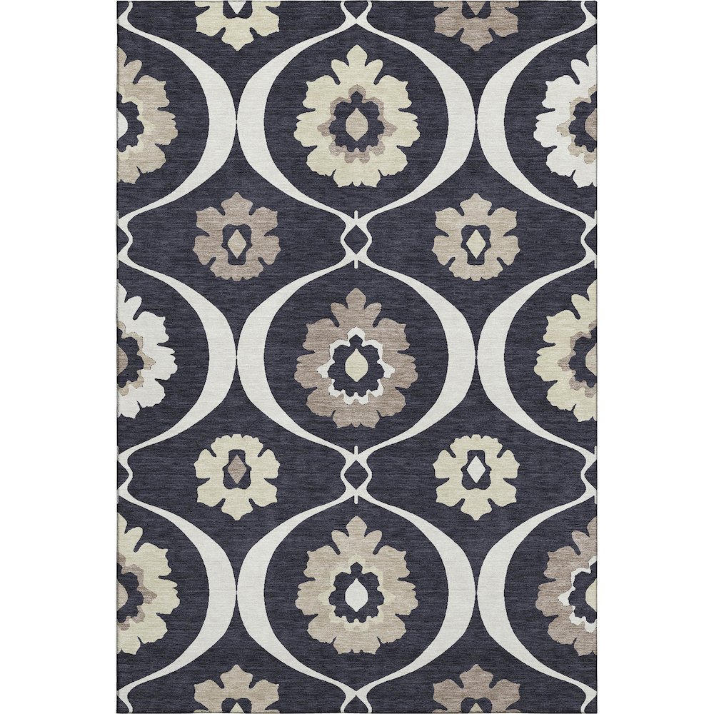 Premium Machine Washable Mayfield AMF858 Black 3' x 5' Rug. Picture 1