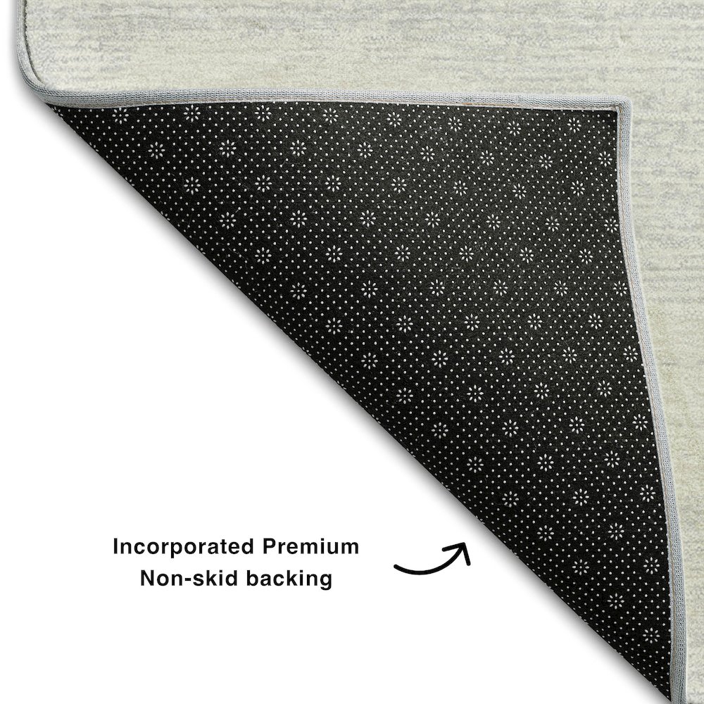 Premium Machine Washable Mayfield AMF859 Silver 2'3" x 7'6" Runner Rug. Picture 2