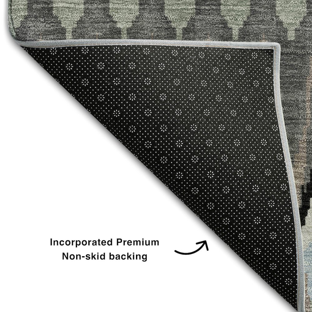 Premium Machine Washable Mayfield AMF860 Black 2'3" x 7'6" Runner Rug. Picture 2