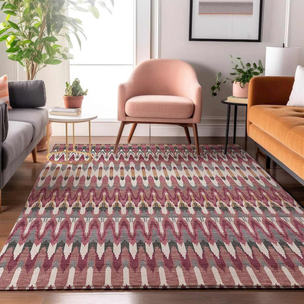 Premium Machine Washable Mayfield AMF860 Mauve 3' x 5' Rug. Picture 5