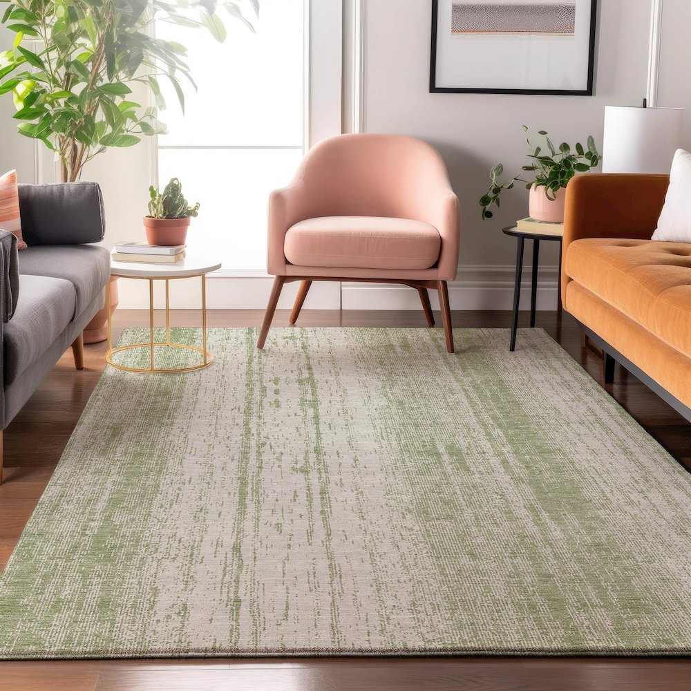 Premium Machine Washable Mayfield AMF861 Aloe 3' x 5' Rug. Picture 5