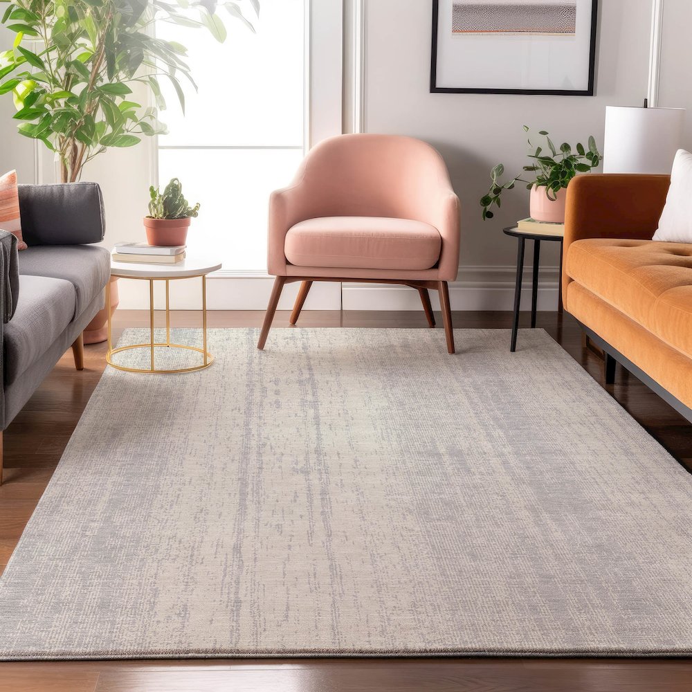Premium Machine Washable Mayfield AMF861 Silver 3' x 5' Rug. Picture 5