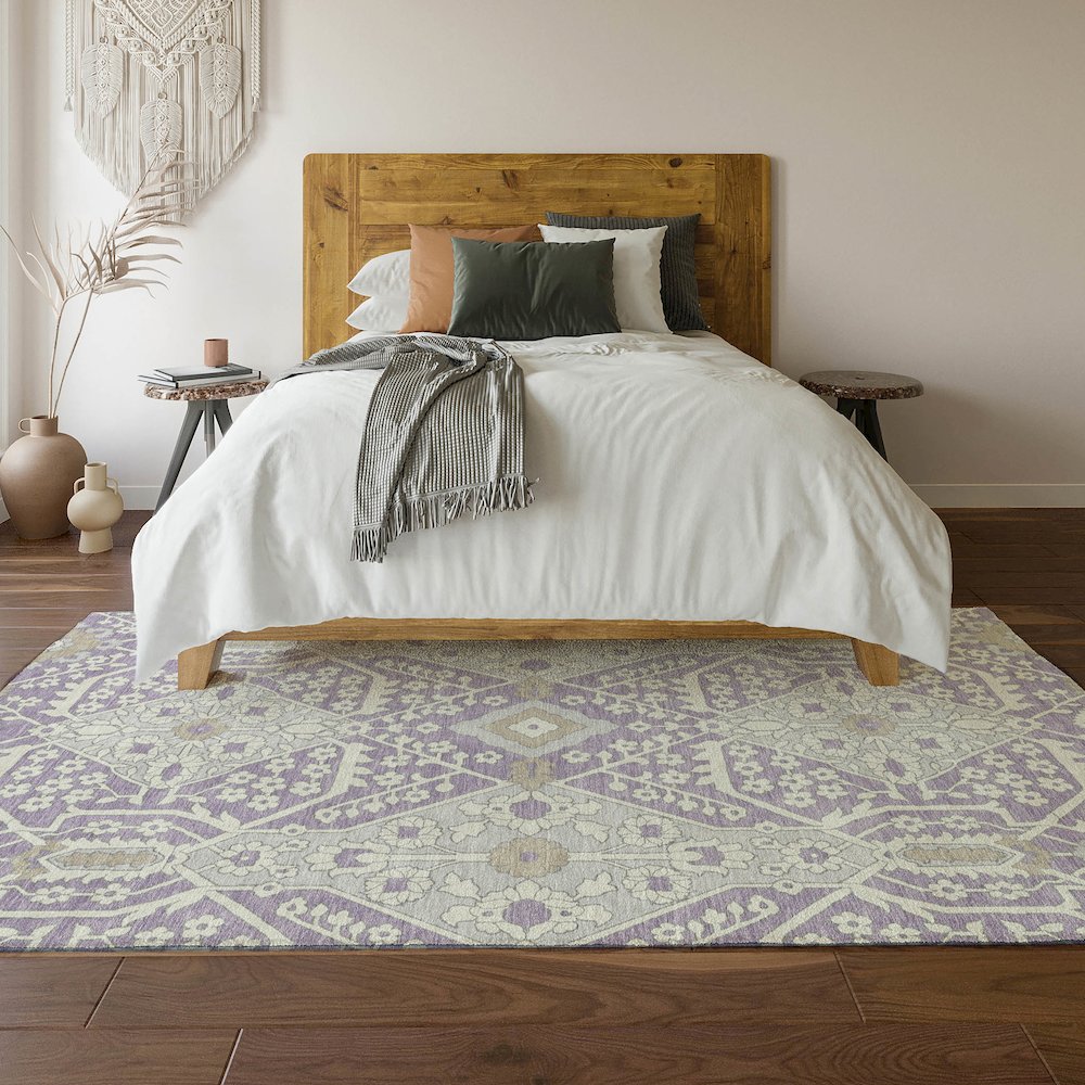 Premium Machine Washable Mayfield AMF863 Lavender 3' x 5' Rug. Picture 6