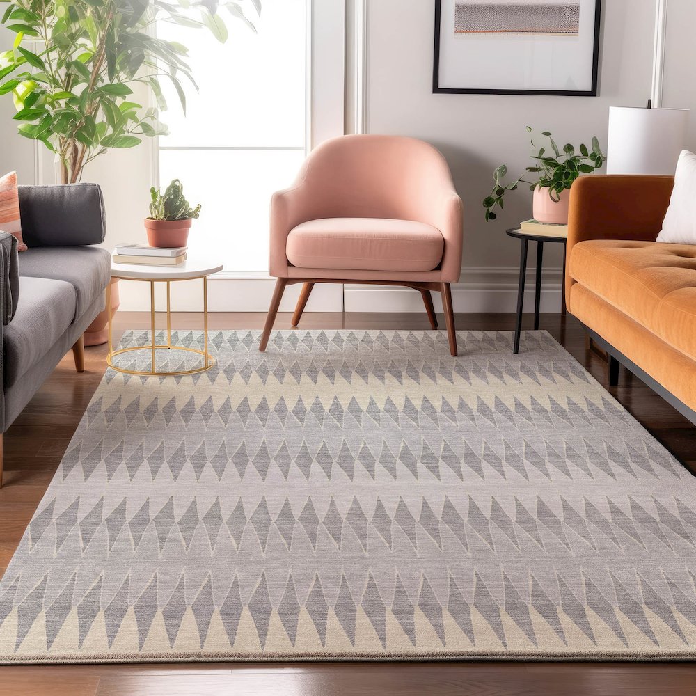 Premium Machine Washable Mayfield AMF867 Silver 3' x 5' Rug. Picture 5