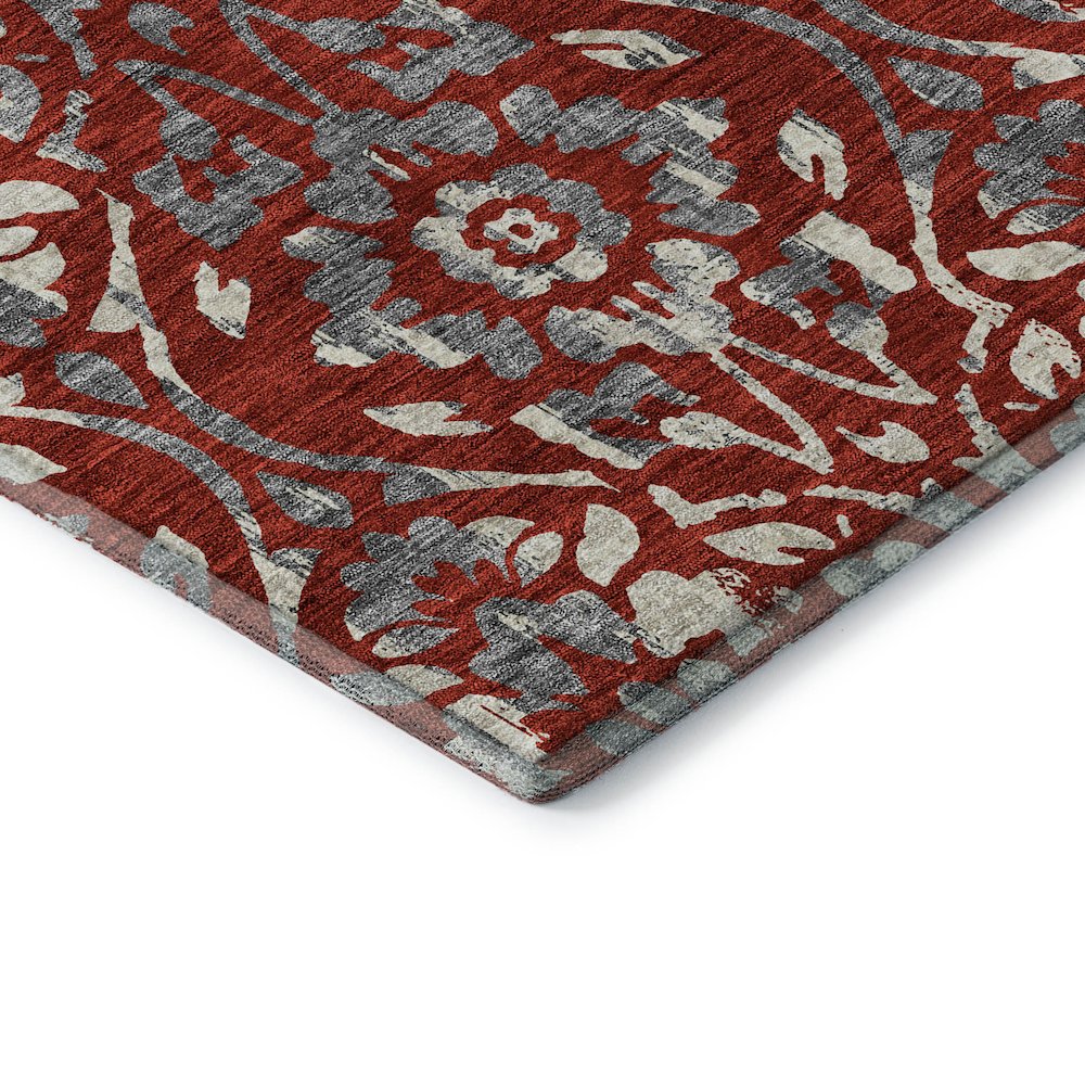 Premium Machine Washable Mayfield AMF868 Red 2'3" x 7'6" Runner Rug. Picture 3